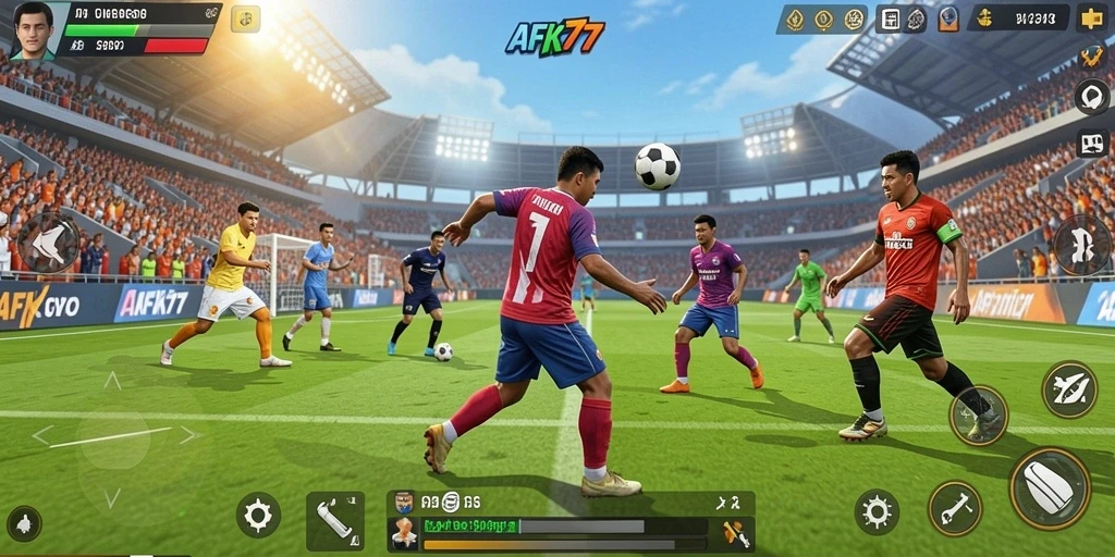 Tampilan gameplay seru di AFK77 dengan karakter olahraga.