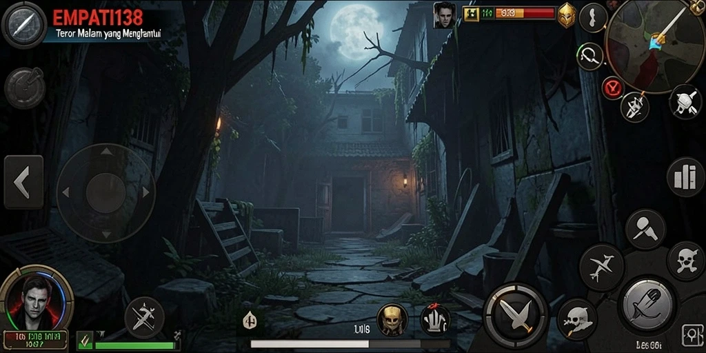 Screenshot gameplay menunjukkan suasana horor yang menegangkan dan menakutkan.