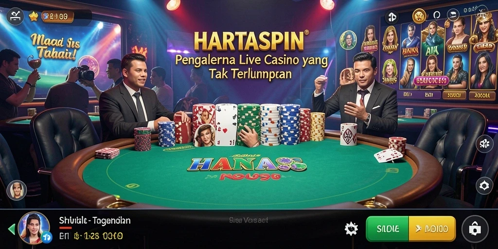 Tampilan gameplay HARTASPIN yang menegangkan dalam suasana Live Casino.