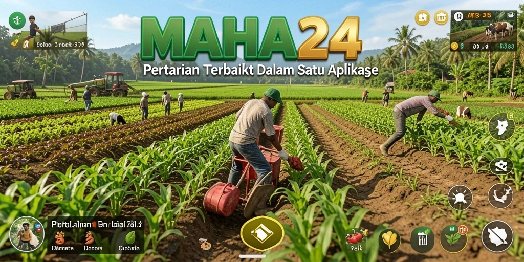 Tampak screenshot gameplay MAHA24 yang menunjukkan proses bertani yang seru.