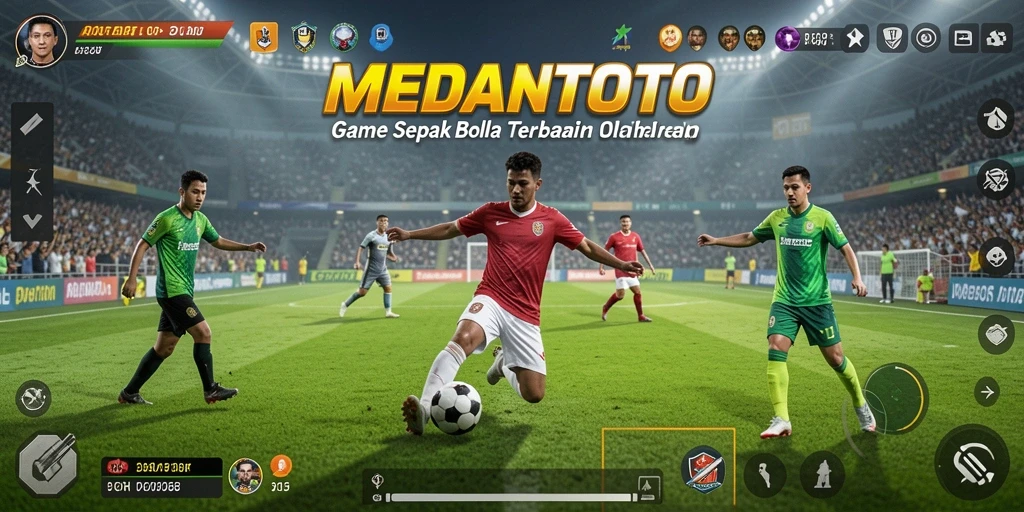 Screenshot MEDANTOTO menampilkan pertarungan seru di lapangan sepak bola.