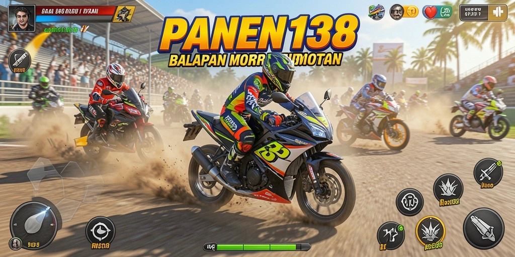 Tampilan menarik dari gameplay PANEN138 yang penuh aksi balapan motor.