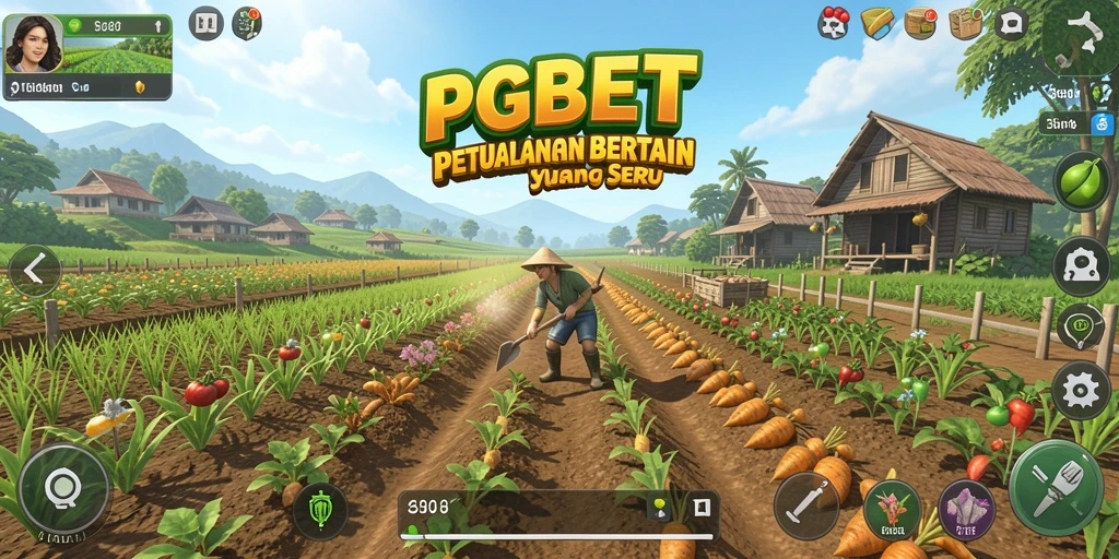 Tangkapan layar PGBET menampilkan suasana ladang yang asri dan aktivitas bertani.