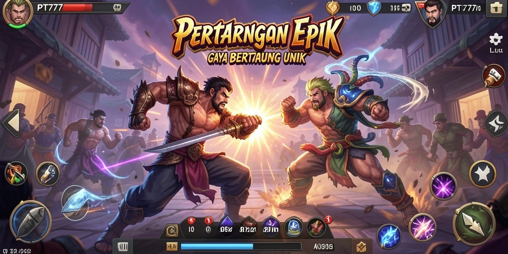 Tangkapan layar PT777 yang menunjukkan aksi pertarungan yang menegangkan.