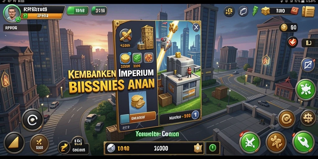 Gameplay menarik dari game Tycoon RPRR dengan berbagai fitur manajemen bisnis.