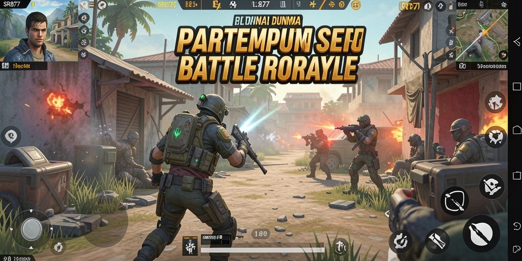 Tangkapan layar gameplay SR877 yang menampilkan aksi Battle Royale yang mendebarkan.