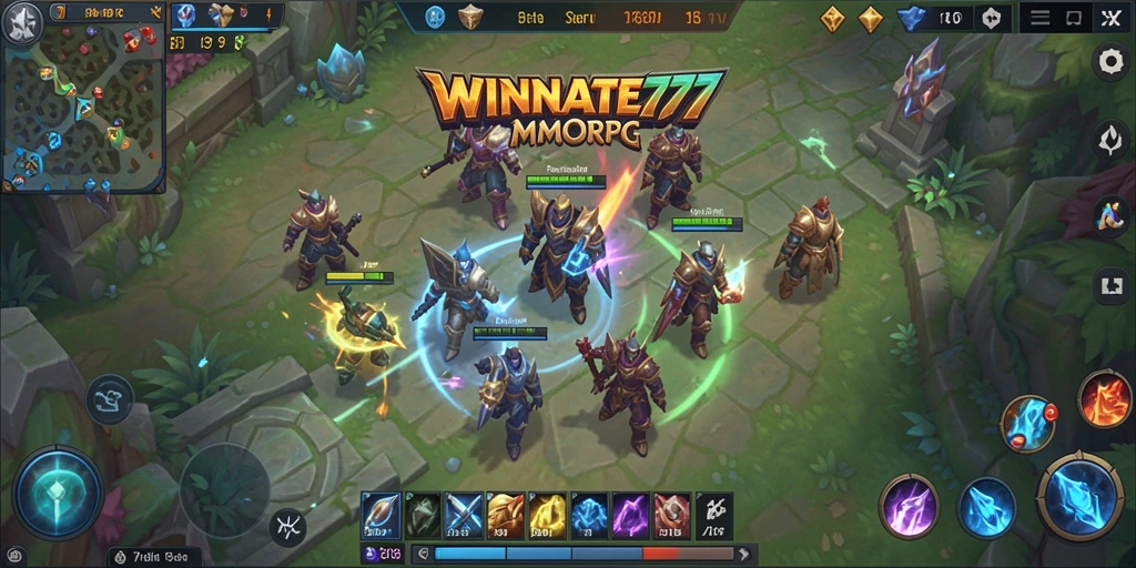 Tampilan gameplay <strong>WINRATE777</strong> yang menakjubkan dan interaksi dalam pertempuran MMORPG.